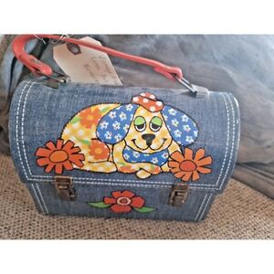 1970s DENIM DOG metal Lunchbox & thermos Vintage RARE Aladdin Groovy Flowers